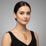 Elegant Handcrafted Ruby, Emerald & Pearl Pendant Earrings Set ( READY TO SHIP )