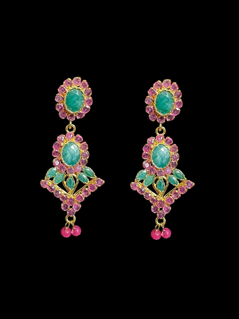 Ruby emerald  earrings - Red green ( READY TO SHIP )