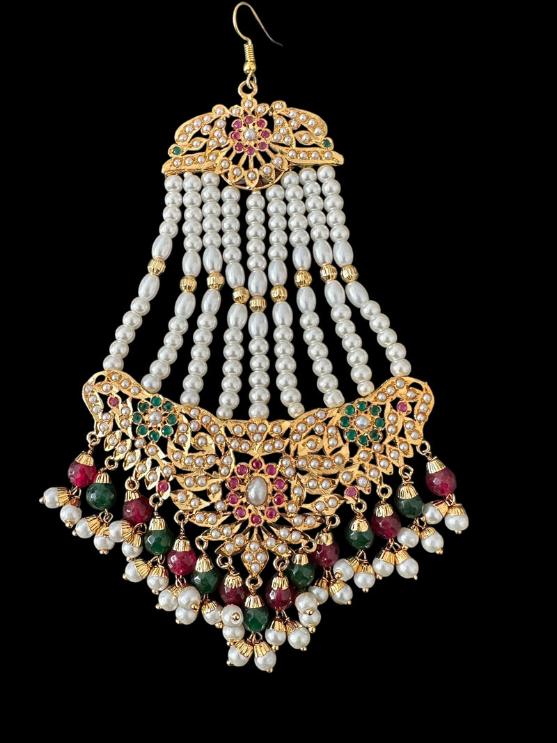 DJHR128  Hema jadau jhoomar in ruby emerald combination ( READY TO SHIP )