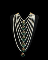 Hyderabadi Satlada in fresh water pearls and  Emeralds – Ready to Ship