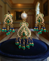 Emerald, Sapphire & Freshwater Pearl Gold-Plated Silver Pendant Set ( READY TO SHIP )