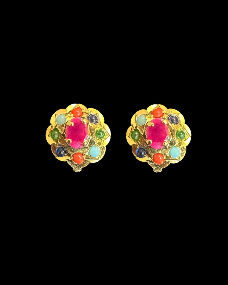 Navratan pendant earrings ( READY TO SHIP )