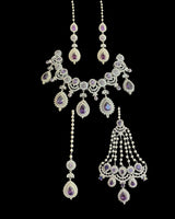 Sabina Cz bridal set in silver plating with purple  ( READY TO SHIP )