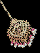 STK102 Afreen tika in silver with gold plating - Ruby pearl ( READY TO SHIP )