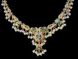 Navratan / Multicolored Jadau delicate Necklace Set in Gold Plated Silver ( READY TO SHIP )