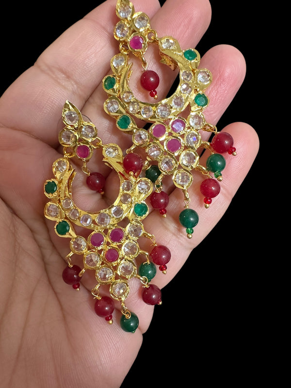 DER777 Mushk Ruby emerald earrings ( READY TO SHIP )