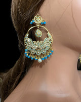 DER782 Roma chandbali earrings in turquoise ( SHIPS IN 4 WEEKS )