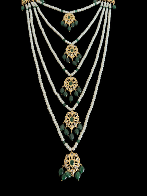 Soha Hyderabadi five layer necklace / satlada in Green( READY TO SHIP )