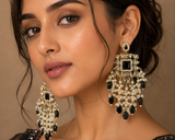 ERS4  Nagma dangler earrings in kundan (black )( READY TO SHIP)