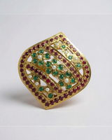 Ruby & Emerald Statement Ring – Gold-Plated Silver Brilliance ( READY TO SHIP )