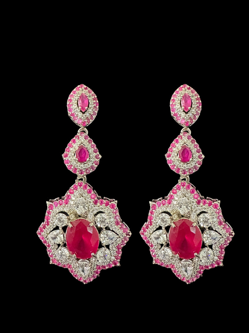 DER604R Cz earrings - Ruby ( READY TO SHIP )