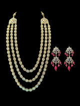 SAT96 MALLIKA gold plated three layer necklace with earrings ( READY TO SHIP )