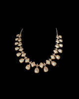 DNS509 Rose Gold Plated Polki Necklace Set – Lightweight Traditional Jewelry ( READY TO SHIP )