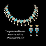 DNS131 Turquoise hyderabadi necklace set ( READY TO SHIP )