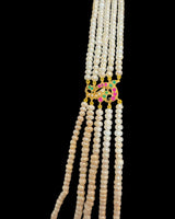 BR601 Ruby Emerald & Freshwater Pearl Handcrafted Bridal Jewelry Set (READY TO SHIP)