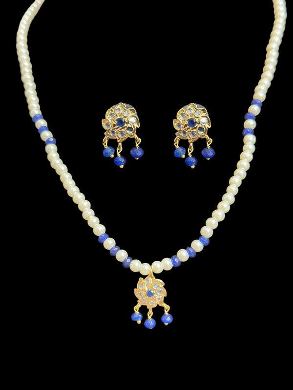 PS499 Sara pendant and earrings set -blue  ( READY TO SHIP )