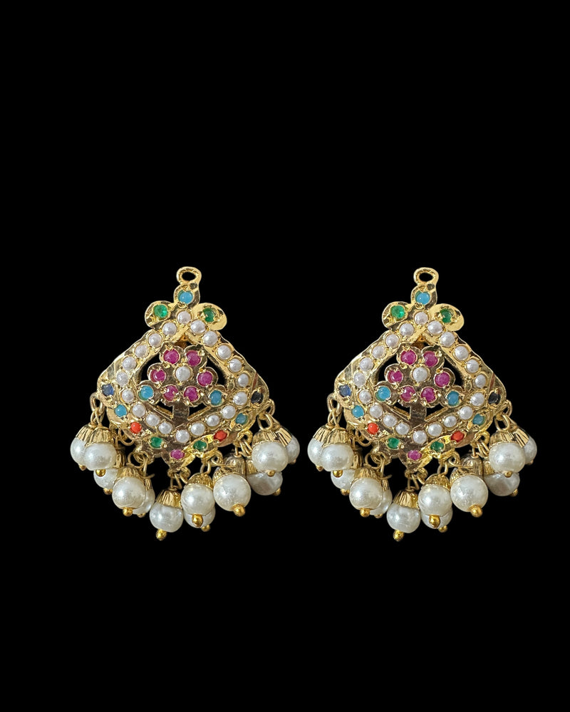 PS545 Ayeza jadau navratan pendant set ( READY TO SHIP )
