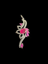 Cz pendant - silver plated with ruby , stones ( READY TO SHIP )