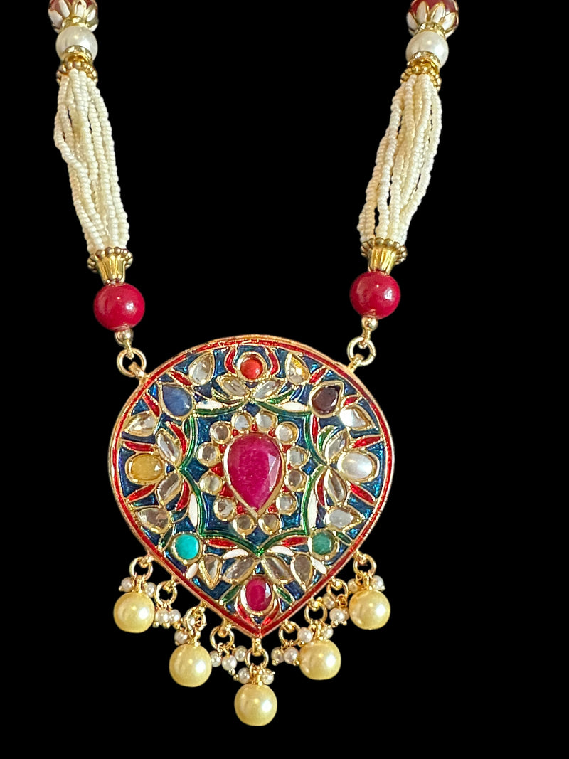 PS541 Arpita navratan kundan mala set with earrings ( READY TO SHIP )t