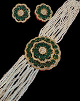 C582 Gold-Plated CZ Choker with Earrings - Green ( READY TO SHIP )