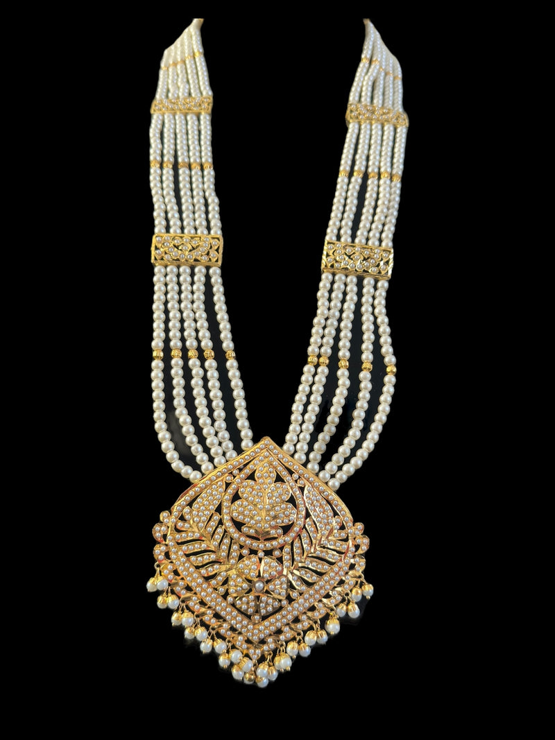 DLN107 Roosa Punjabi rani haar in pearls ( READY TO SHIP )