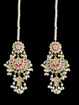 DER716  Maya dangler earrings with red and black meenakari  (READY TO SHIP )