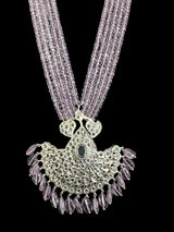Khushi long necklace with earrings in real amethyst beads ( READY TO SHIP )