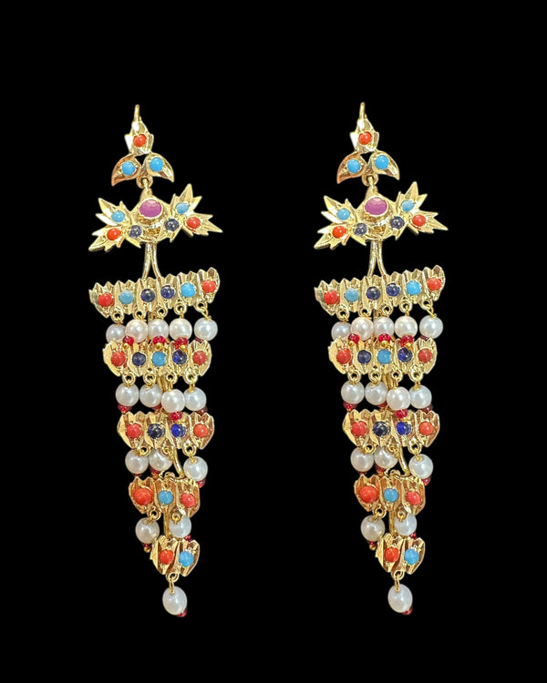 DER912  angoor ke gosha Earrings - Navratan ( READY TO SHIP  )