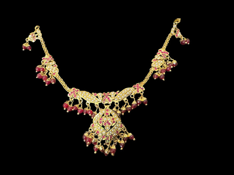 DNS118 jadau necklace in ruby pearl  ( READY TO SHIP )