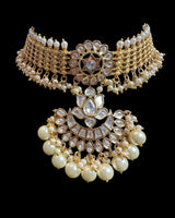Polki choker earrings set with pearls ( READY TO SHIP )