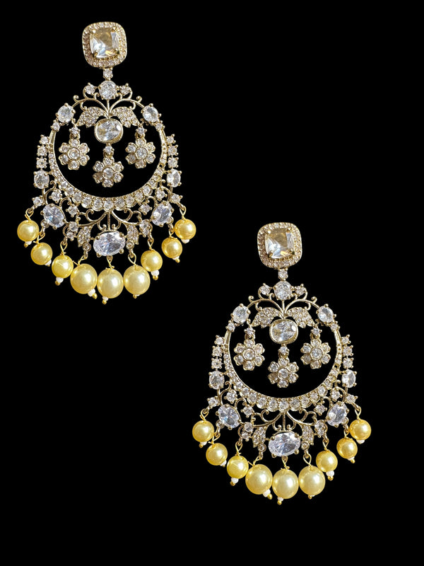 DER701 Sanya gold plated chandbali with pearls ( READY TO SHIP )