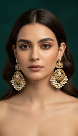 Zeba jadau earrings in pearl ( READY TO SHIP )