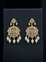 DER519 Hyderabadi gold plated earrings in pearls ( READY TO SHIP )