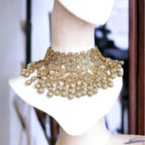 BR312 Bridal choker with earrings tika in pearls ( READY TO SHIP  )