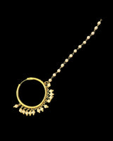 Gold-Plated Hoop-Style Nosering with Pearl Dangler – Bridal Elegance ( READY TO SHIP )