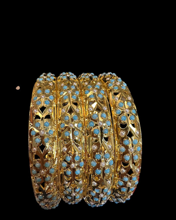 B194 Amira turquoise and pearl bangles ( READY TO SHIP  )