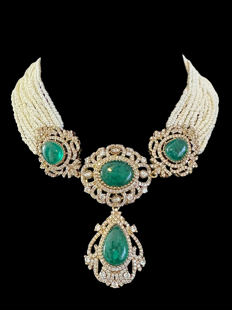 C530 Victorian choker set in green ( READY TO SHIP )