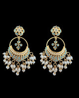 Gold-Plated Silver Turquoise Earrings with Freshwater Pearls | 92.5 Silver | Lightweight Screw-Back Design ( READY TO SHIP )