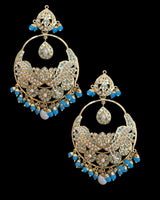 DER782 Roma chandbali earrings in turquoise ( SHIPS IN 4 WEEKS )