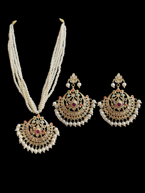 PS338   Nihar pendant set ( navratan ) (READY TO SHIP )