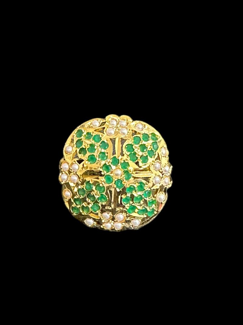 Jadau ring - emerald pearl ( READY TO SHIP )