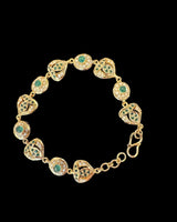 Emerald & Freshwater Pearl Gold-Plated Silver Bracelet ( READY TO SHIP )