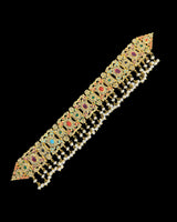 C543  Nishat fresh water pearl choker with earrings -Navratan  ( READY TO SHIP )