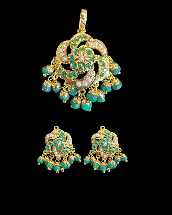 Jadau pendant - Emerald pearl   ( READY TO SHIP )