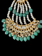 DJHR137 Avika kundan jhoomar - Green beads ( READY TO SHIP )