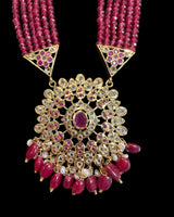 DLN139 Kashf Rani Haar with Earrings – Gold Plated with Onyx & Pearls ( READY TO SHIP )