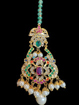 Navratan Dangler Choker Set with Earrings & Tika – Gold-Plated Elegance