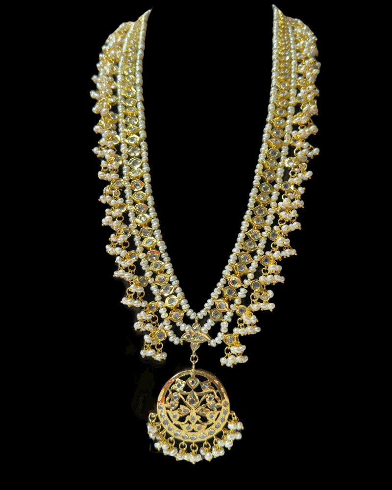 DLN116 Meena barfi  rani haar in fresh water pearls ( READY TO SHIP )