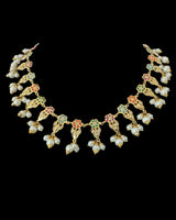DNS193  Alea punjabi Jadau necklace  set - Navratan   (READY TO SHIP)