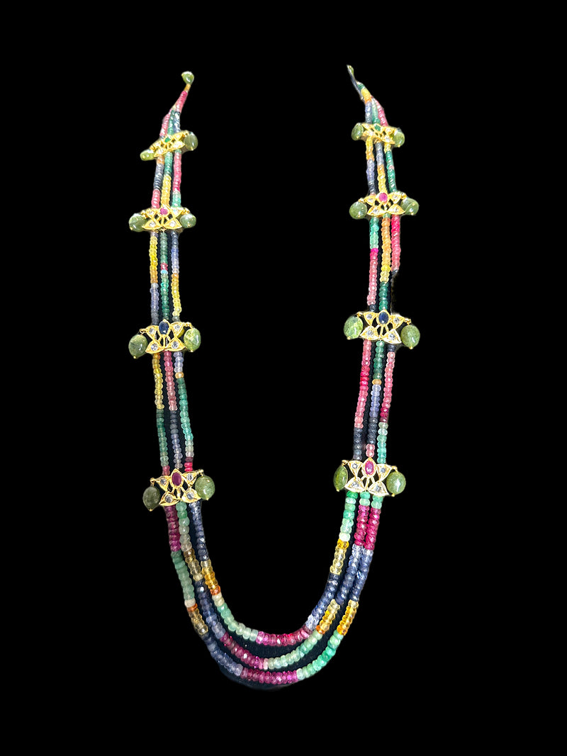 DLN56 Raina multi rainbow real beads  necklace with earrings (READY TO SHIP )